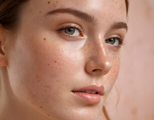 Fototapeta premium Natural Beauty: Freckled Young Woman. portrait of a young woman with red hair and natural freckles