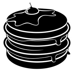 A stack of pancakes with syrup dripping silhouette vector illustration 