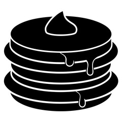 A stack of pancakes with syrup dripping silhouette vector illustration 