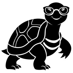 A turtle with oversized glasses silhouette vector illustration 