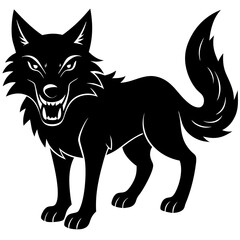 A wolf with a toothy grin silhouette vector illustration 