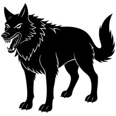 A wolf with a toothy grin silhouette vector illustration 