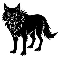 A wolf with a toothy grin silhouette vector illustration 