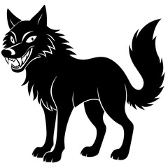 A wolf with a toothy grin silhouette vector illustration 