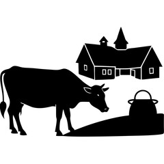 Small village library silhouette vector illustration 