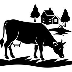 Small village library silhouette vector illustration 