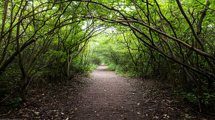 Obraz premium Path Through Lush Green Forest Canopy