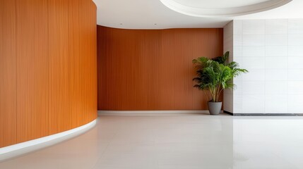 Bank lobby with curved architecture, open counters, and natural light enhancing the space, curved bank design, modern, flowing aesthetic