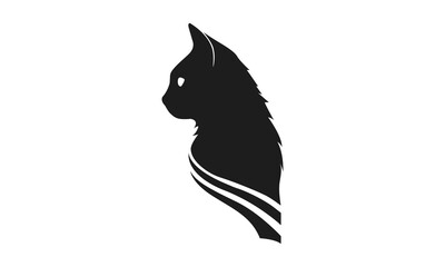 Black cat logo, elegant and minimalist design. Ideal for logos, branding, decorations and themed projects