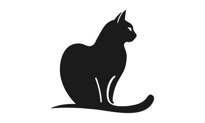 Black cat logo, elegant and minimalist design. Ideal for logos, branding, decorations and themed projects