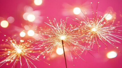 Naklejka premium Sparkling Celebration on a Pink Background.