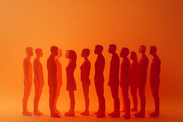 Orange Cutout People Figures Showing Unity