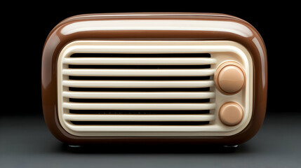 Retro Brown and Beige Radio on Dark Background