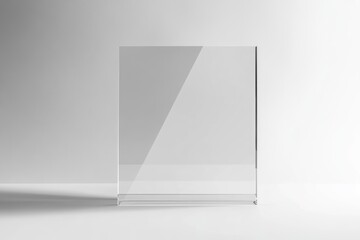 A clear acrylic display stand, perfect for showcasing products or information.