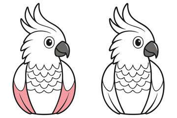 Adorable Cartoon Cockatoo Coloring Pages for Kids Bird Illustration