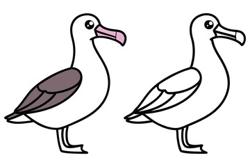 Adorable Albatross Illustration Coloring Page Seabird Ocean Bird Cute Cartoon Animal Drawing