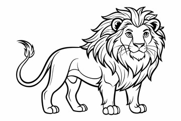 Fototapeta premium coloring page line art the king lion black vector