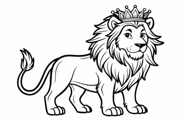 coloring page line art the king lion black vector