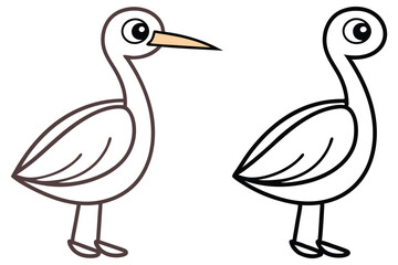 Adorable Cartoon Bird Illustration Coloring Page Activity Book