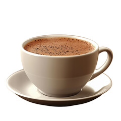Obraz premium Delicious Cup of Hot Chocolate with Frothy Surface and Creamy Texture PNG file isolated on transparent background ,cut out, clipping path, close up, high quality 