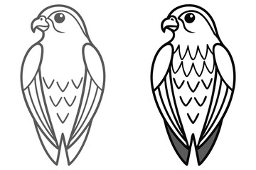 A Pair of Illustrated Falcon Line Drawings One Gray and One Black