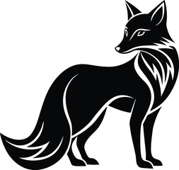 Obraz premium Elegant Fox Vector Illustration – Black and White Stylized Fox Logo