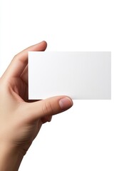 Fototapeta premium Hand Holding Blank White Card Against White Background