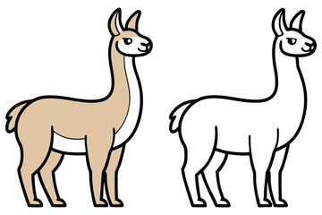 Llama Illustration Coloring Page Cute Andean Animal Cartoon Drawing