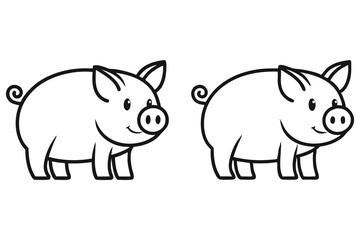 Two Adorable Cartoon Pigs Line Art Illustration Perfect for Coloring Pages Children's Books and More