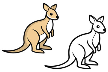 Adorable Kangaroo Illustration Coloring Page Cartoon Animal