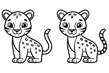 Two Adorable Cheetah Cubs Coloring Page Illustration for Kids