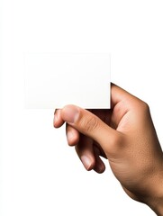 Obraz premium Close Up of Hand Holding Blank White Card