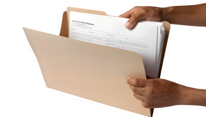 Hand Holding Document with Transparent Background