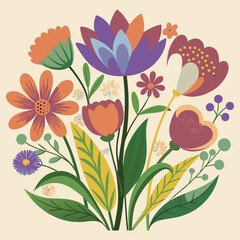 Outline flower set for artistic designs