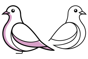 A Pair of Simple Cartoon Birds One in Pink and One in Black and White
