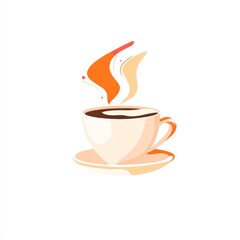 Obraz premium A stylish, minimalist illustration of a steaming coffee cup ideal for cafÃ© menus, branding, or lifestyle blogs, conveying warmth and comfort, Use it to evoke a cozy, inviting atmosphere,