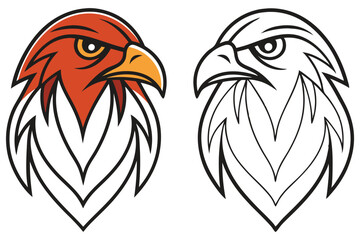 Fierce Eagle Head Logo Design in Two Variations Color and Outline Versions for Branding and Mascot
