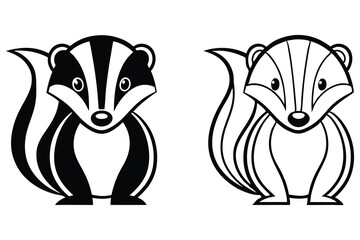 Adorable Cartoon Skunk Illustrations Black and White Coloring Pages