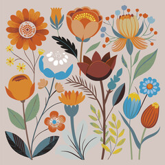 Outline flower set for artistic designs