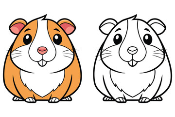 Adorable Cartoon Guinea Pig Illustration Coloring Page Cute Rodent Animal Drawing