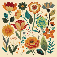 Outline flower set for artistic designs