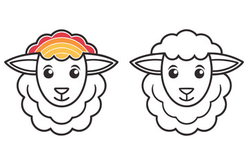 Adorable Sheep Illustrations Rainbow and Outline Coloring Page Designs