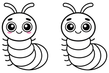 Adorable Cartoon Centipede Coloring Page Two Cute Insects Illustration