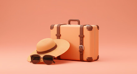 Travel Suitcase Hat  Sunglasses