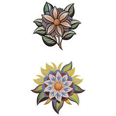 Outline flower set for artistic designs