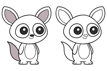 Adorable Cartoon Baby Animals Coloring Pages Cute Kittens Big Eyes