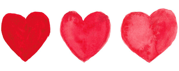 水彩　手描き　赤いハートマーク