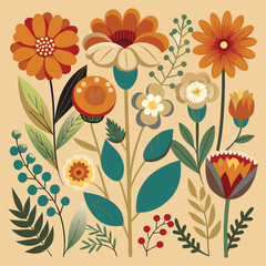 Outline flower set for artistic designs