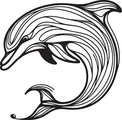 Dolphin Fish Line Art Vector