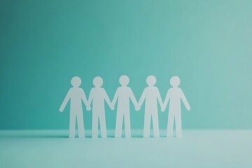 Paper People Holding Hands Unity Symbol Background Cutout
